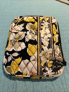 Vera Bradley Quilted Tablet Sleeve in Black, Yellow, White Floral